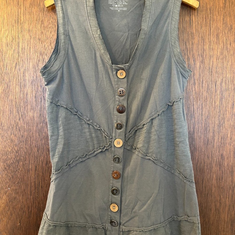 Neon Buddha Gray Button Sleeveless Tunic Tank